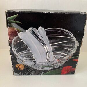New Mikasa Vintage Frosted Serving Bowl Nautica Hostess 10 3/4" Crystal NIB Vtg